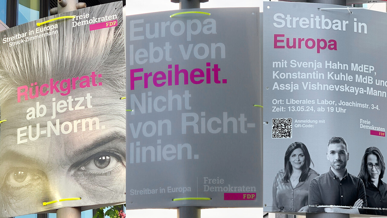 Collage aus Plakaten der Partei FDP