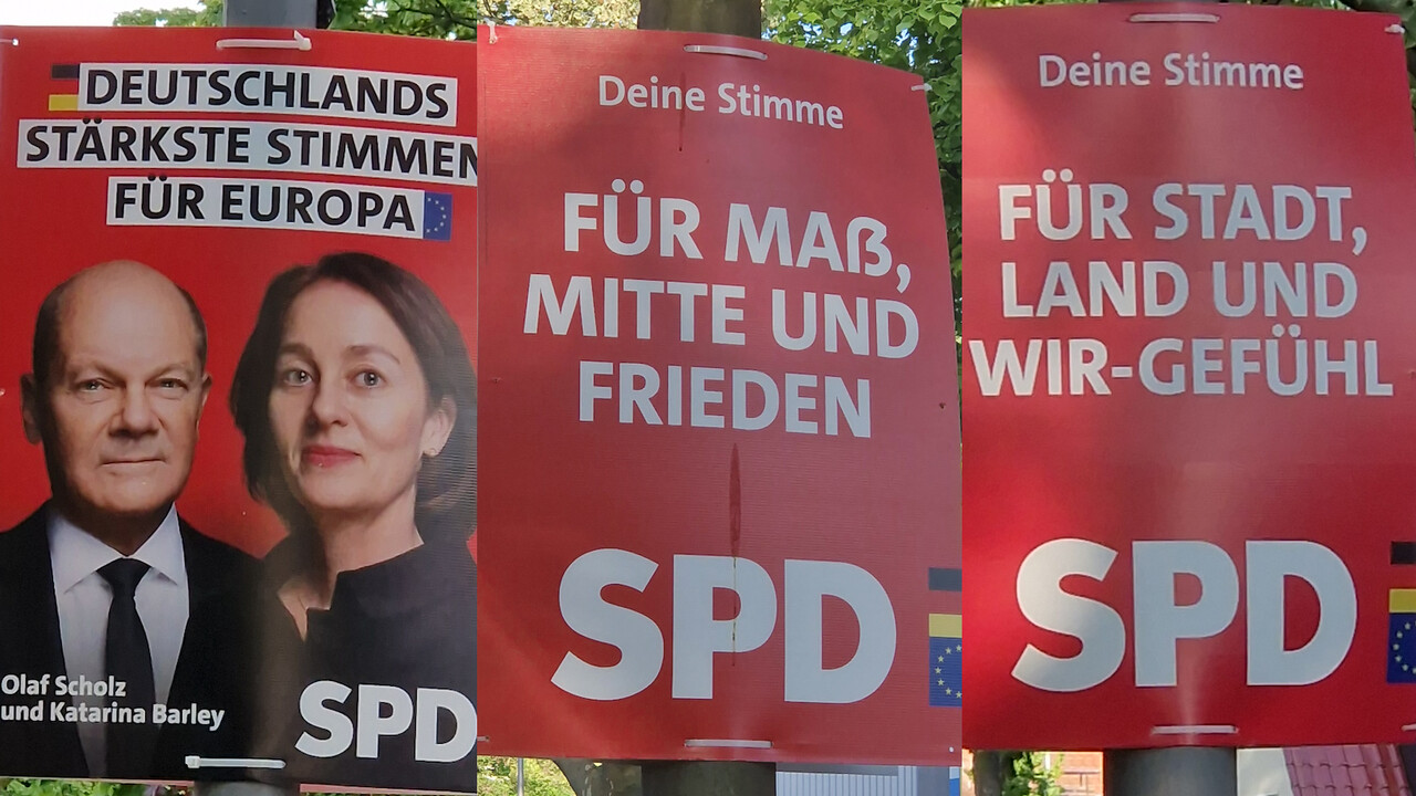 Collage aus Plakaten der Partei SPD