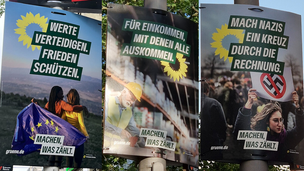 Collage aus Plakaten der Partei Bündnis90/DIE GRÜNEN